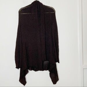 ISLAND TRIBE espresso colored asymmetrical shawl.
